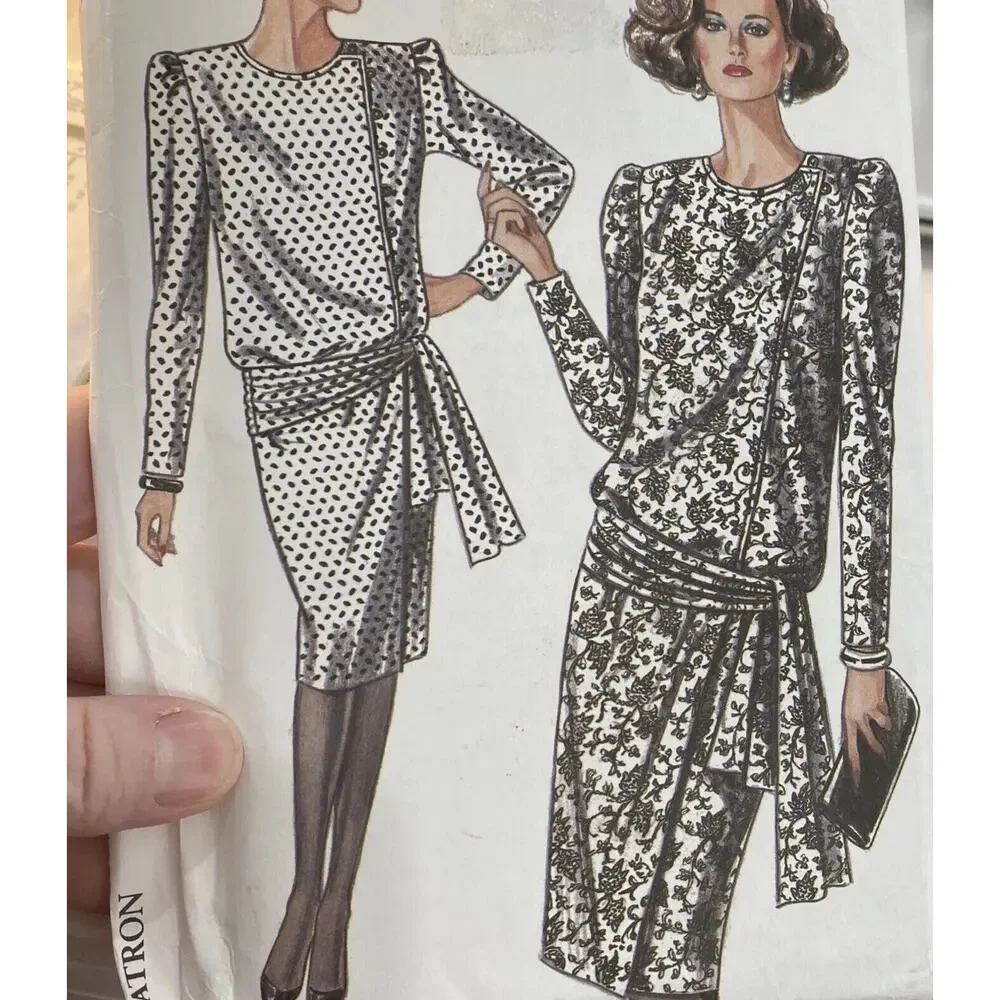 NEW LOOK Sewing Pattern #6057 Drop Waist Dress Classic 1980s Sizes 8-18 UNCUT